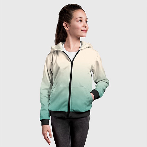 Детская толстовка на молнии Градиент бежевый в бирюзовый / 3D-Черный – фото 4