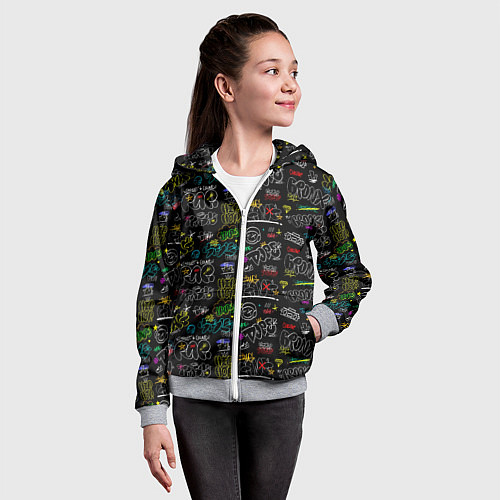 Детская толстовка на молнии Rap hip hop / 3D-Меланж – фото 4
