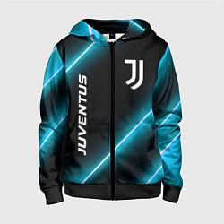 Толстовка на молнии детская Juventus неоновые лампы, цвет: 3D-черный