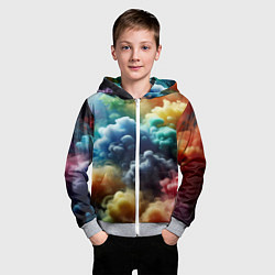 Толстовка на молнии детская Яркий цветной дым, цвет: 3D-меланж — фото 2
