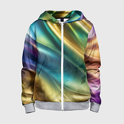 Толстовка на молнии детская Радужная абстракция, цвет: 3D-меланж