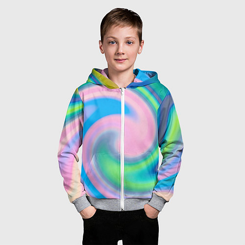 Детская толстовка на молнии Абстракция спиральная / 3D-Меланж – фото 3