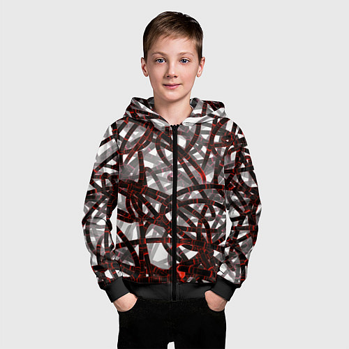 Детская толстовка на молнии Красные энергетические кабели / 3D-Черный – фото 3