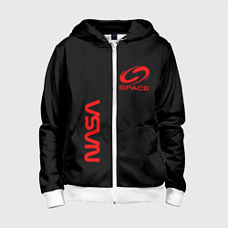 Детская толстовка на молнии Nasa space red logo