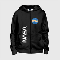 Толстовка на молнии детская NASA logo usa space, цвет: 3D-черный