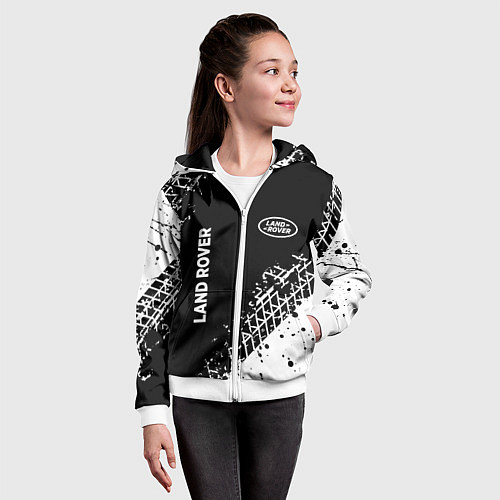 Детская толстовка на молнии Ленд Ровер: следы от шин / 3D-Белый – фото 4
