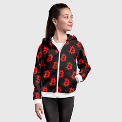 Толстовка на молнии детская Bitcoin red logo money, цвет: 3D-белый — фото 2