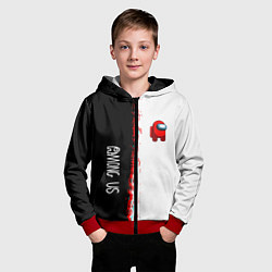 Толстовка на молнии детская Among us предатель, цвет: 3D-красный — фото 2