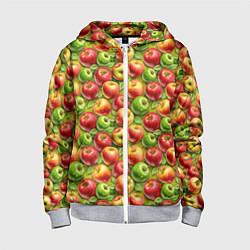 Толстовка на молнии детская Ароматные сочные яблоки, цвет: 3D-меланж