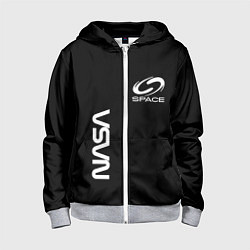 Детская толстовка на молнии Nasa space logo white