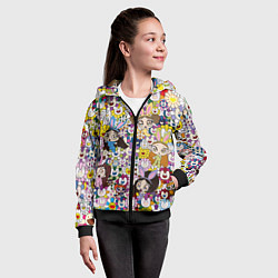 Толстовка на молнии детская Right now NewJeans and Takashi Murakami, цвет: 3D-черный — фото 2