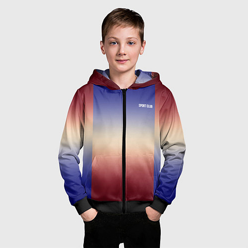Детская толстовка на молнии Красный-синий градиентный узор / 3D-Черный – фото 3