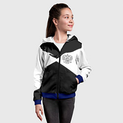 Толстовка на молнии детская Герб рф абстрактные краски, цвет: 3D-синий — фото 2