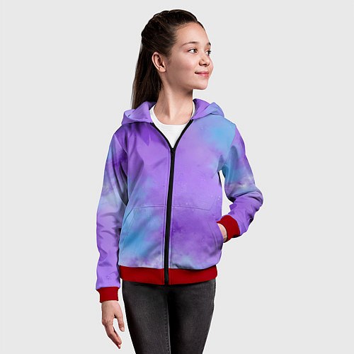 Детская толстовка на молнии Фиолетовый космический туман / 3D-Красный – фото 4
