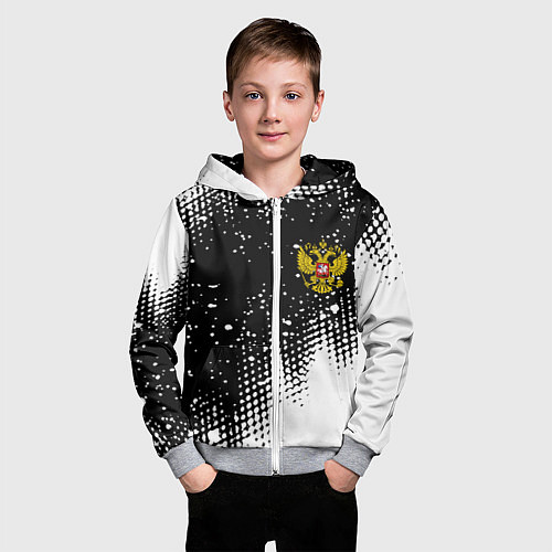 Детская толстовка на молнии Герб Росси краски / 3D-Меланж – фото 3