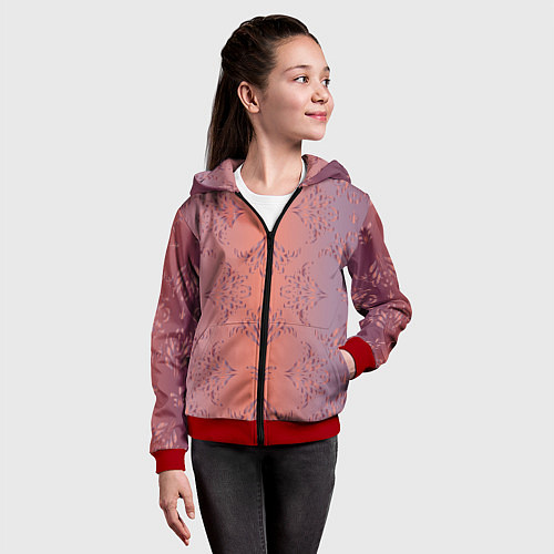 Детская толстовка на молнии Векторные узоры / 3D-Красный – фото 4