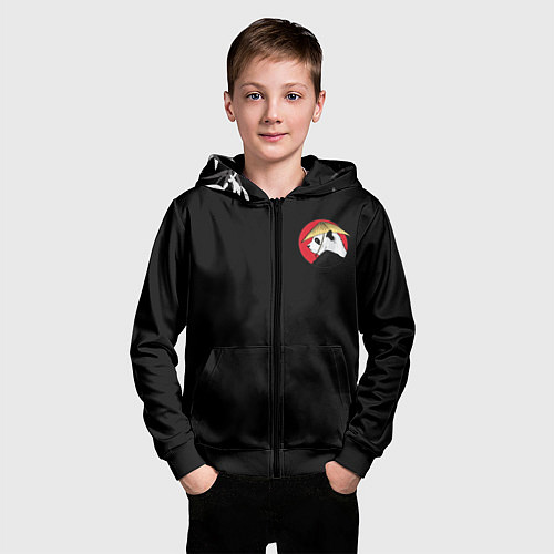 Детская толстовка на молнии Кунгфу панда круглый значок / 3D-Черный – фото 3