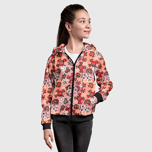 Детская толстовка на молнии Череп с костями узор / 3D-Черный – фото 4