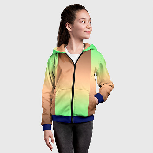 Детская толстовка на молнии Фисташковый комбинированный градиент / 3D-Синий – фото 4