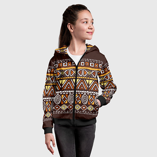 Детская толстовка на молнии Африканский традиционный орнамент / 3D-Черный – фото 4