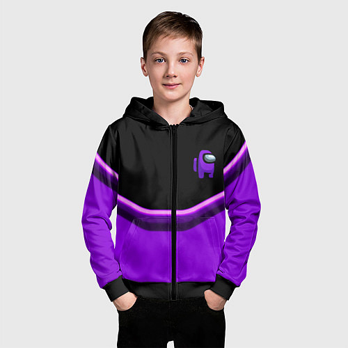 Детская толстовка на молнии Among us neon geometry / 3D-Черный – фото 3