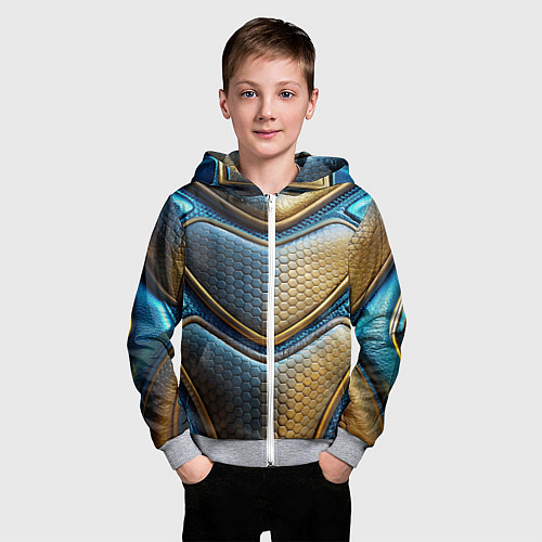Детская толстовка на молнии Объемный футуристический текстурный костюм из кожи / 3D-Меланж – фото 3