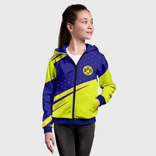 Детская толстовка на молнии Borussia logo geometry / 3D-Синий – фото 4