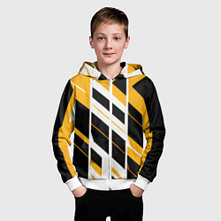 Толстовка на молнии детская Black and yellow stripes on a white background, цвет: 3D-белый — фото 2