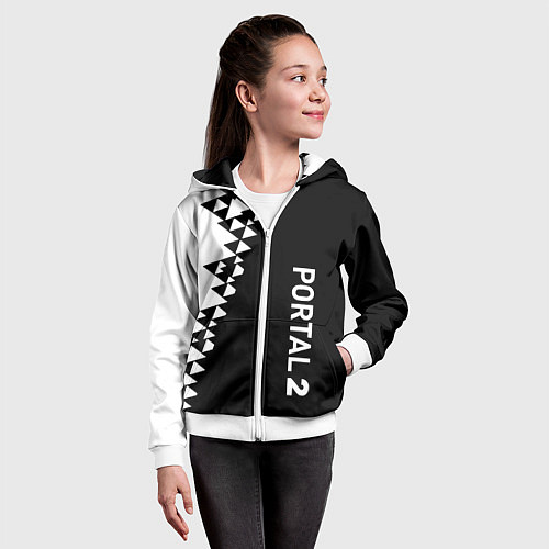Детская толстовка на молнии Portal geometry steel / 3D-Белый – фото 4