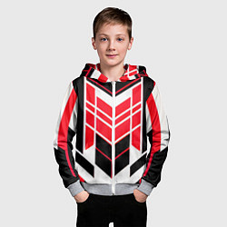 Толстовка на молнии детская Red and white lines on a black background, цвет: 3D-меланж — фото 2