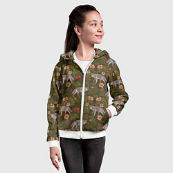 Толстовка на молнии детская Волки и шиповник, цвет: 3D-белый — фото 2