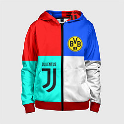 Толстовка на молнии детская Juventus x Borussia, цвет: 3D-красный
