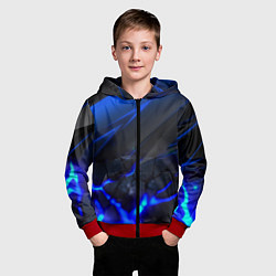 Толстовка на молнии детская Синяя абстракция с плитами, цвет: 3D-красный — фото 2