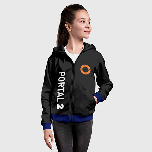 Детская толстовка на молнии Portal logo brend / 3D-Синий – фото 4