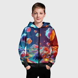 Толстовка на молнии детская Planet chupa chups - neon glow, цвет: 3D-черный — фото 2