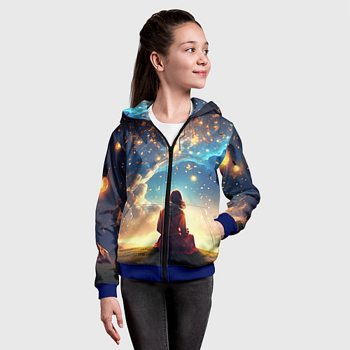 Детская толстовка на молнии Небесный пейзаж - сюрреализм / 3D-Синий – фото 4