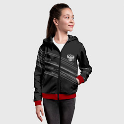 Толстовка на молнии детская Герб РФ полосы геометрия, цвет: 3D-красный — фото 2