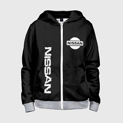 Толстовка на молнии детская Nissan logo white auto, цвет: 3D-меланж