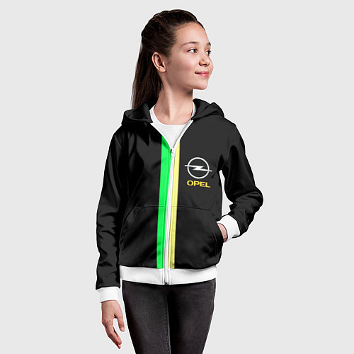 Детская толстовка на молнии Opel line geometry / 3D-Белый – фото 4
