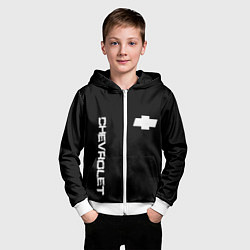 Толстовка на молнии детская Chevrolet white logo auto, цвет: 3D-белый — фото 2