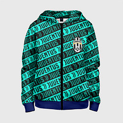 Толстовка на молнии детская Juventus pattern logo steel, цвет: 3D-синий