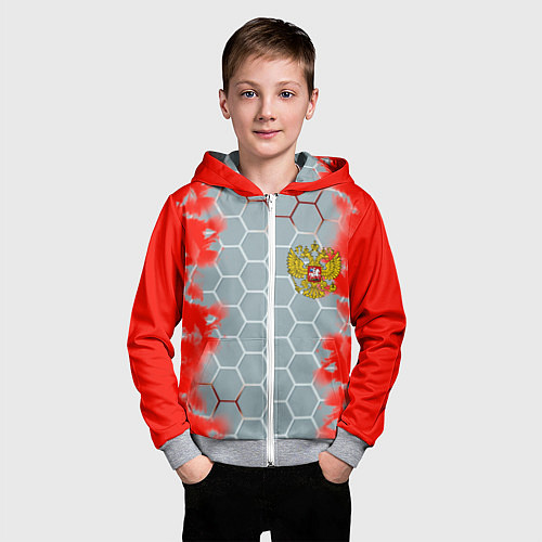 Детская толстовка на молнии Россия абстрактные соты / 3D-Меланж – фото 3