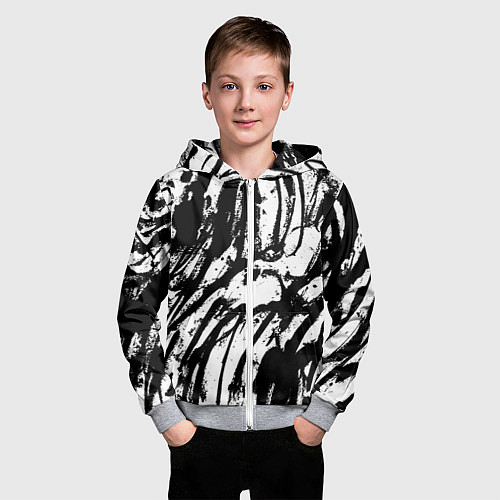 Детская толстовка на молнии Чёрно-белая абстракция: нейросеть / 3D-Меланж – фото 3