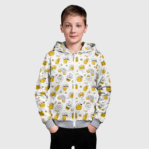 Детская толстовка на молнии Хиппи бла бла / 3D-Меланж – фото 3
