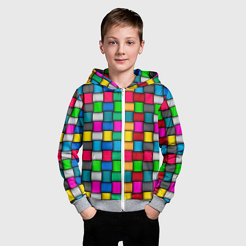 Детская толстовка на молнии Разноцветное переплетение / 3D-Меланж – фото 3