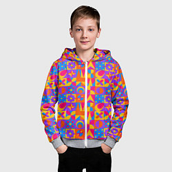 Толстовка на молнии детская Нео-гео текстура, цвет: 3D-меланж — фото 2