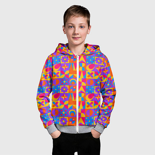 Детская толстовка на молнии Нео-гео текстура / 3D-Меланж – фото 3