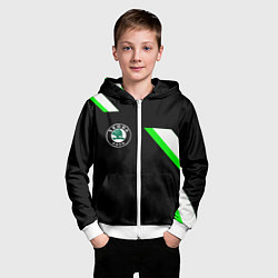 Толстовка на молнии детская Skoda geometry, цвет: 3D-белый — фото 2