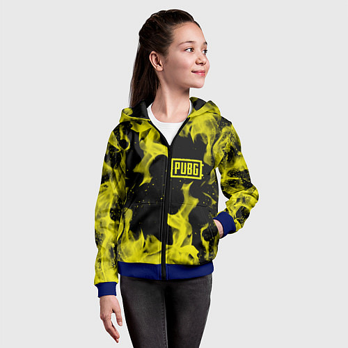 Детская толстовка на молнии PUBG жёлтый огонь / 3D-Синий – фото 4