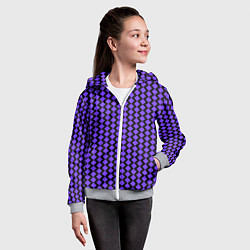 Толстовка на молнии детская Паттерн фиолетовые ромбы, цвет: 3D-меланж — фото 2